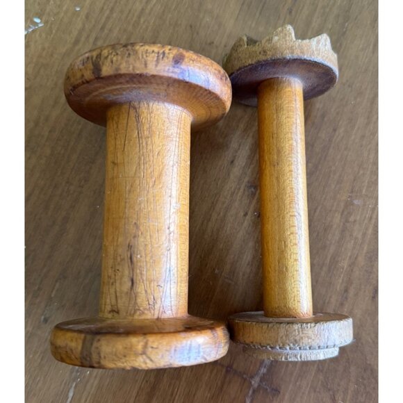 Lot 10 Vintage Wooden Thread Spools Bobbins Textile Industrial Mill Antique - Picture 8 of 9